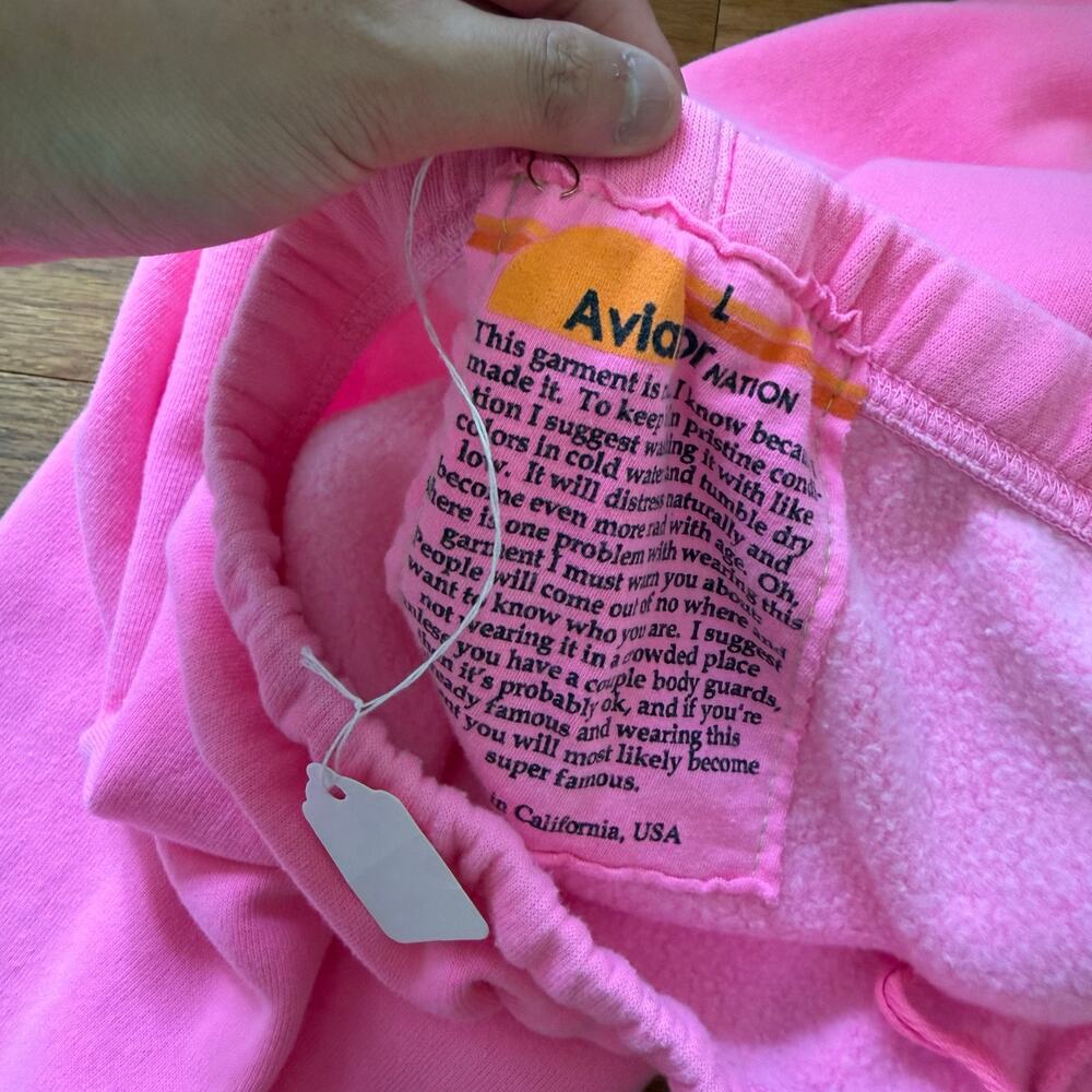 Aviator Nation | NEW Neon Pink Venice CA Sweatpants Joggers Women’s Sz Large - Picture 8 of 8